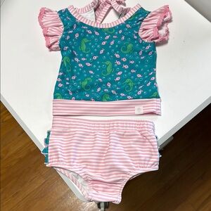 Teal and Pink Seahorse Baby Outfit